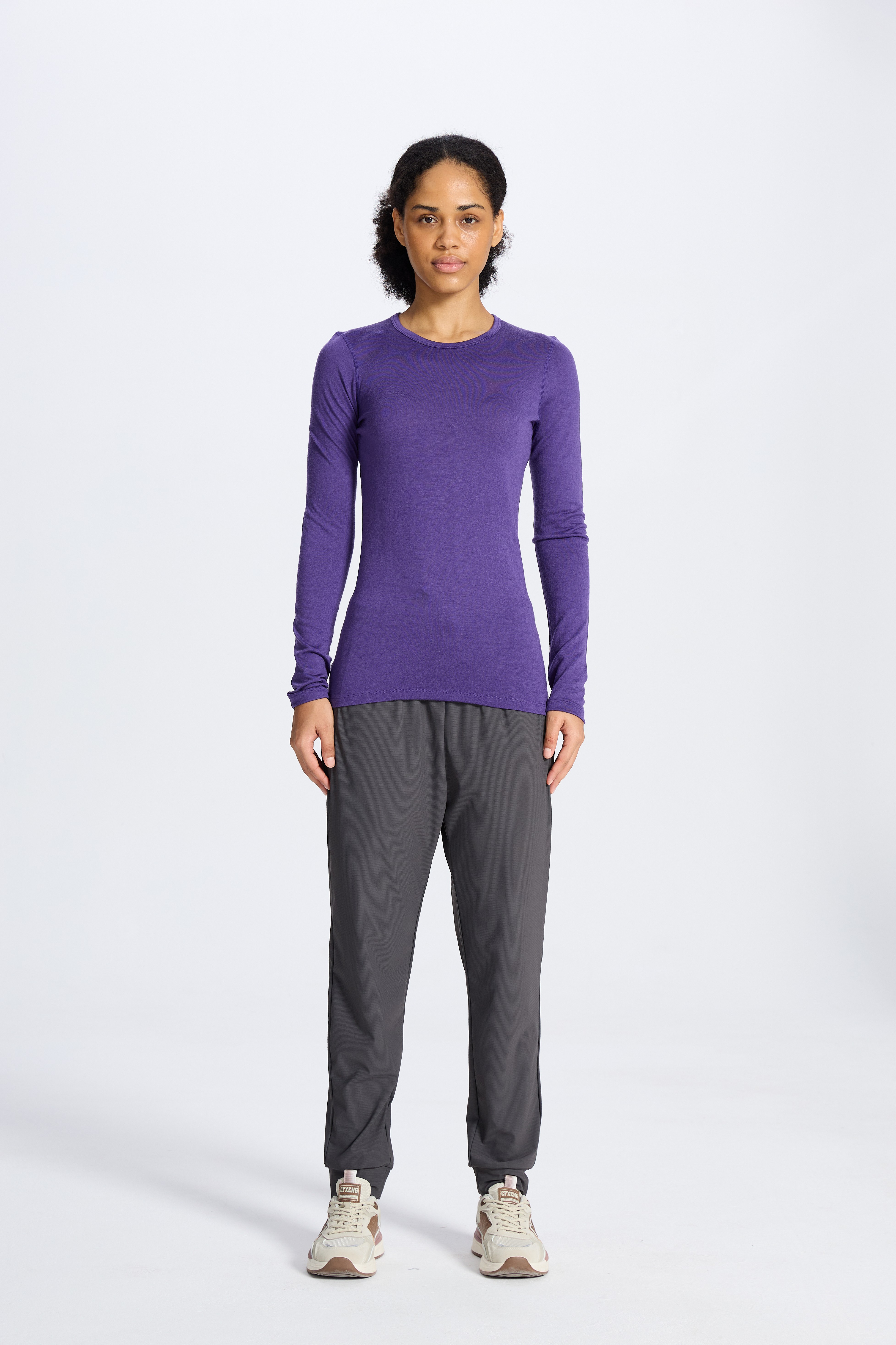 Wool Long-Sleeved Shirt-purple 