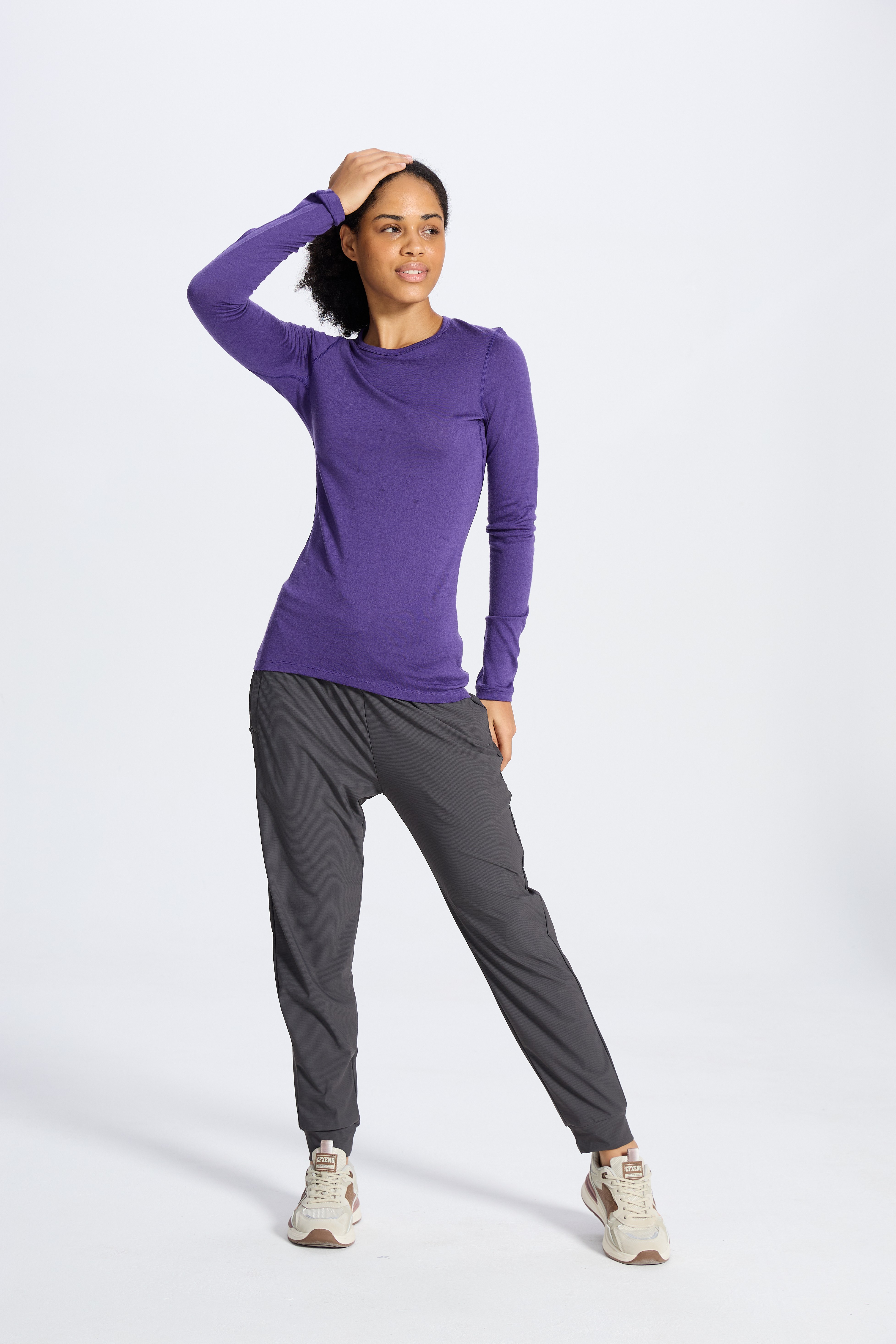 Wool Long-Sleeved Shirt-purple 