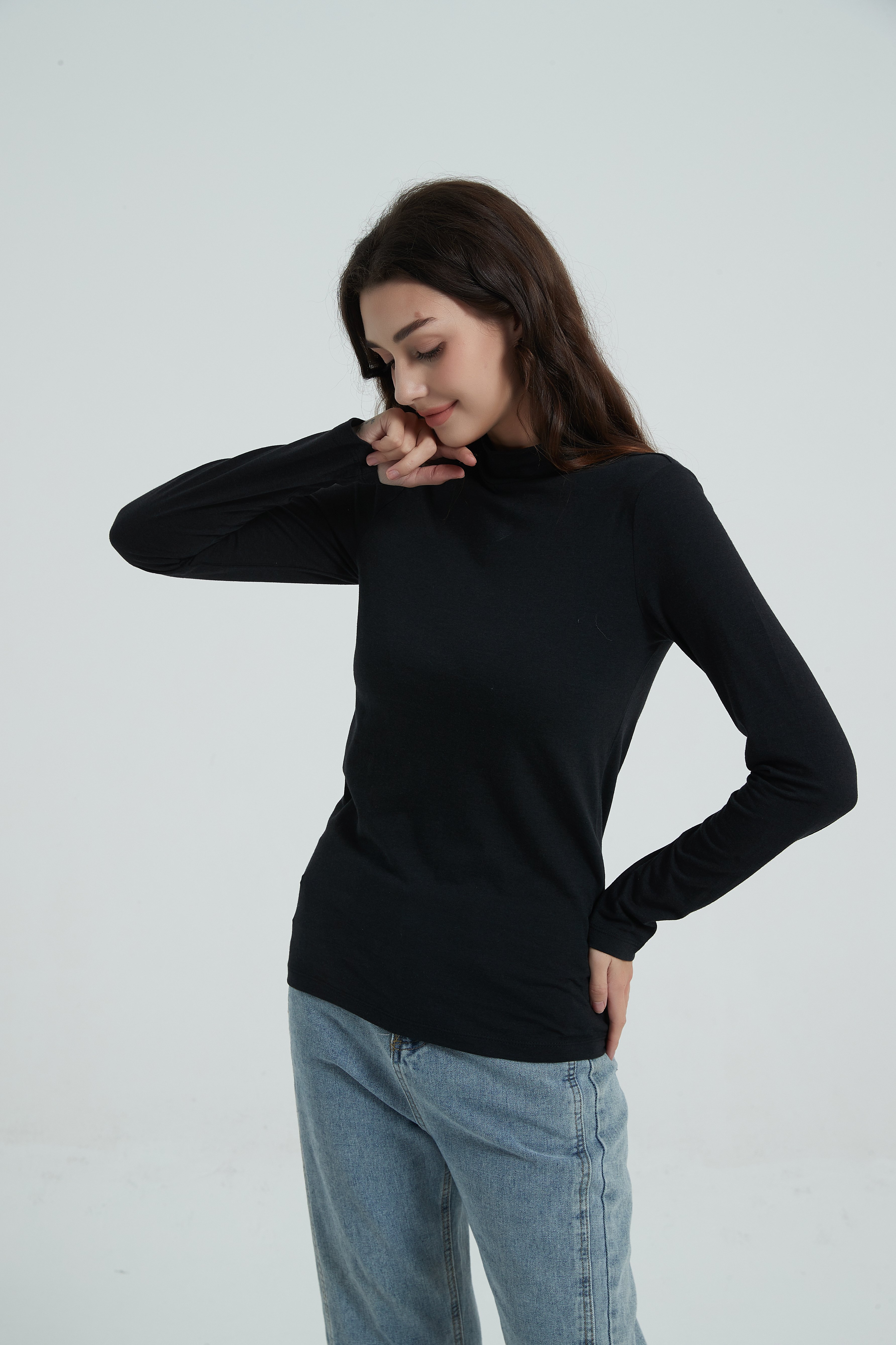 Wool Long-Sleeved Shirt-black