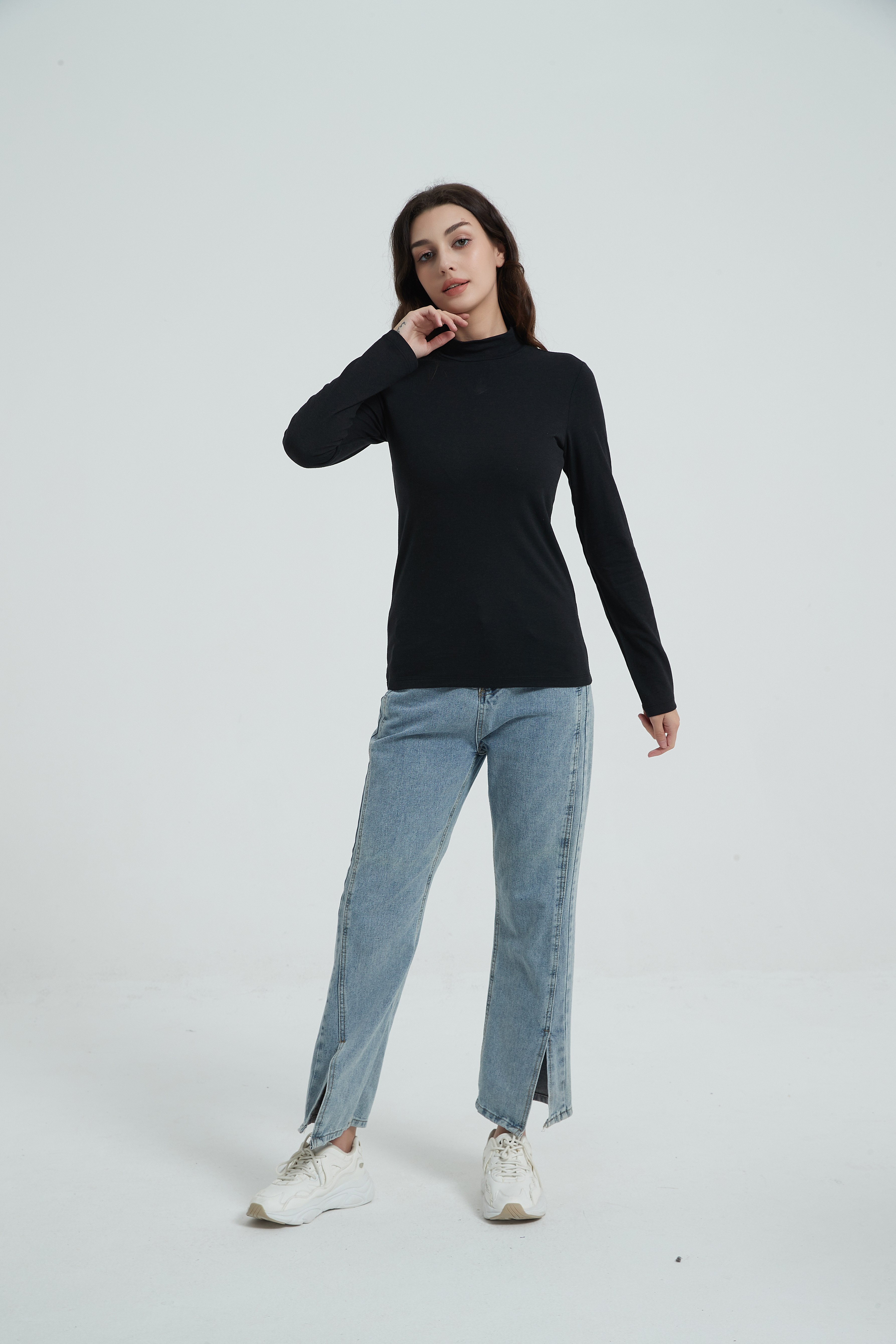 Wool Long-Sleeved Shirt-black