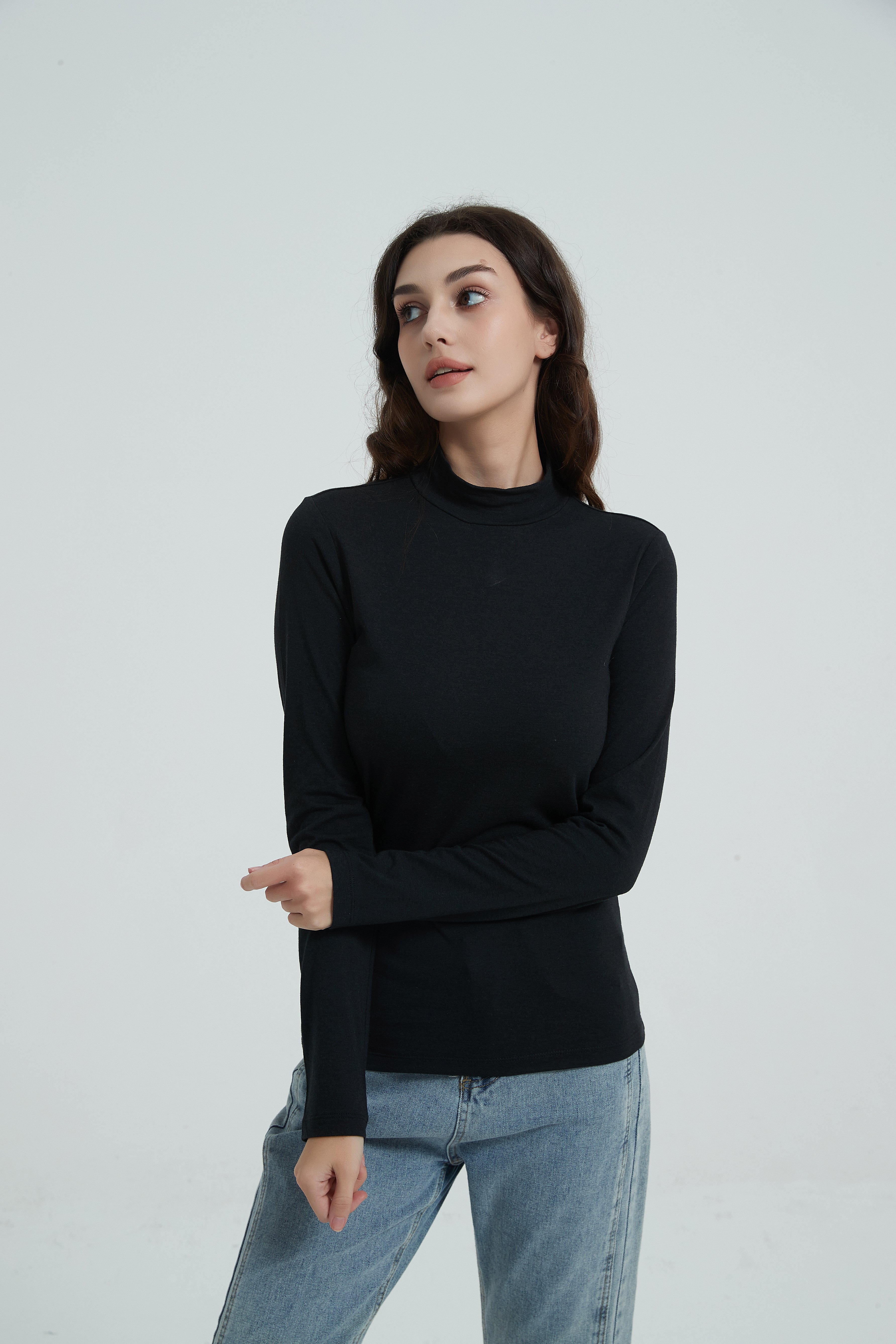Wool Long-Sleeved Shirt-black