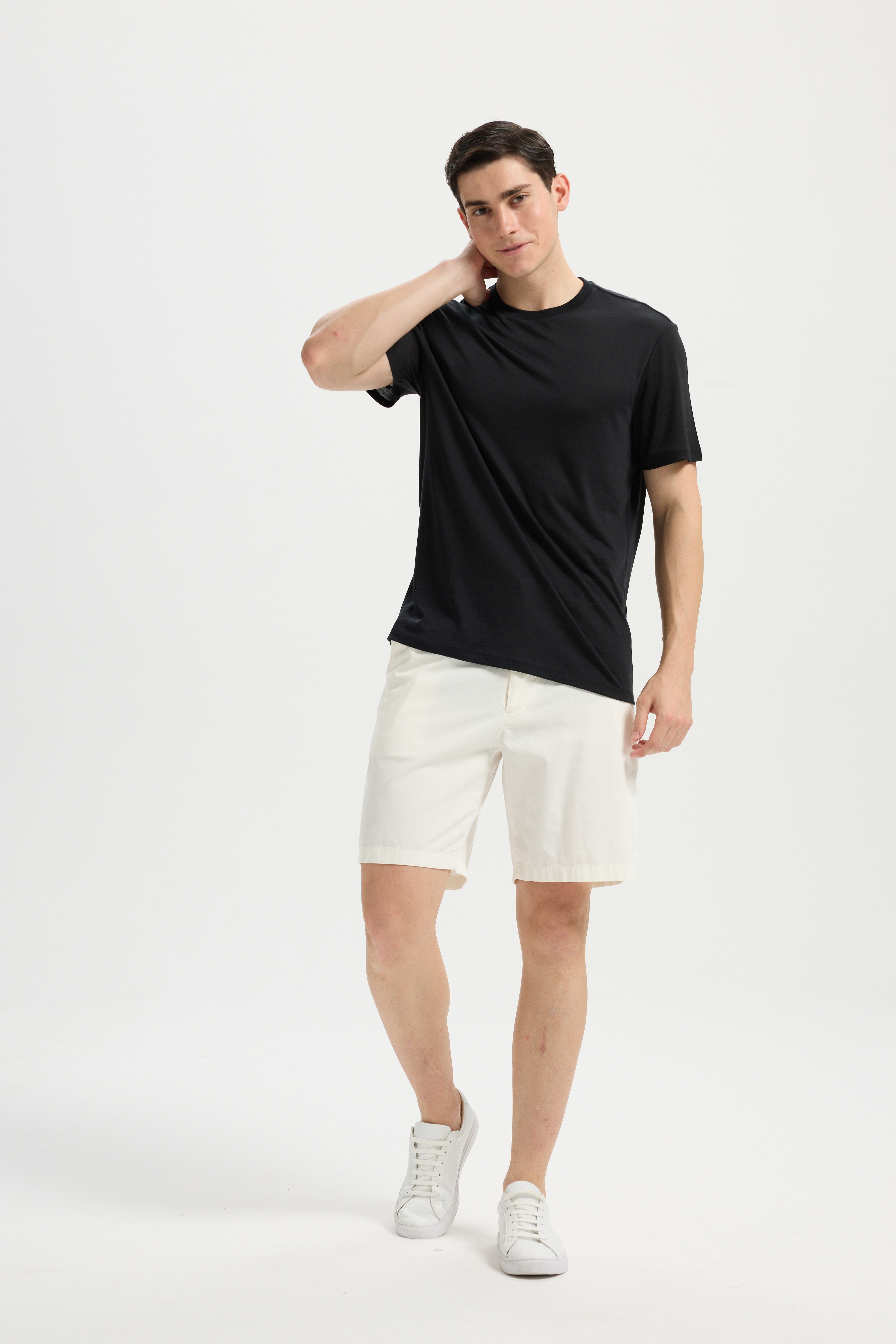 Wool Short-Sleeved Shirt-black