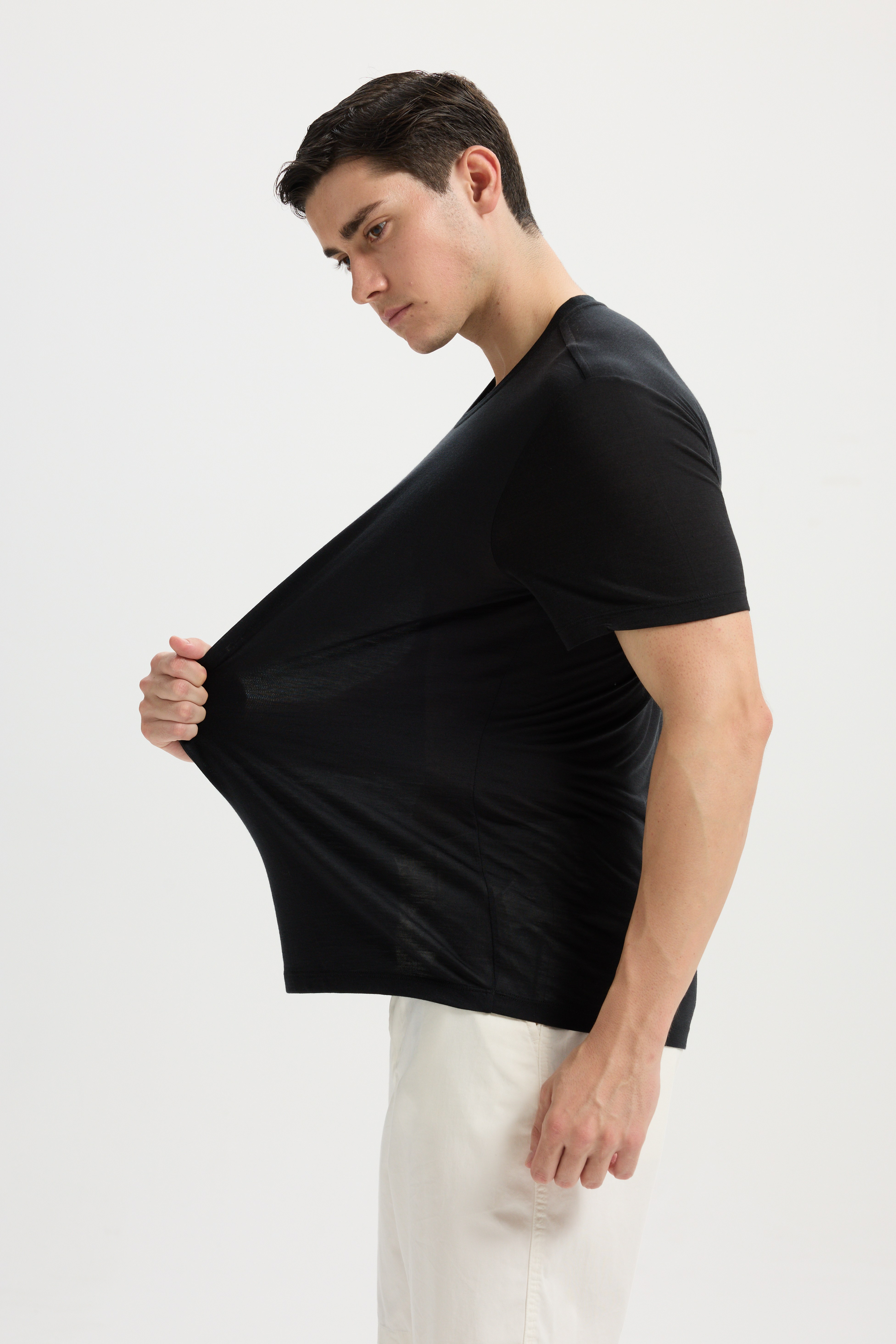 Wool Short-Sleeved Shirt-black