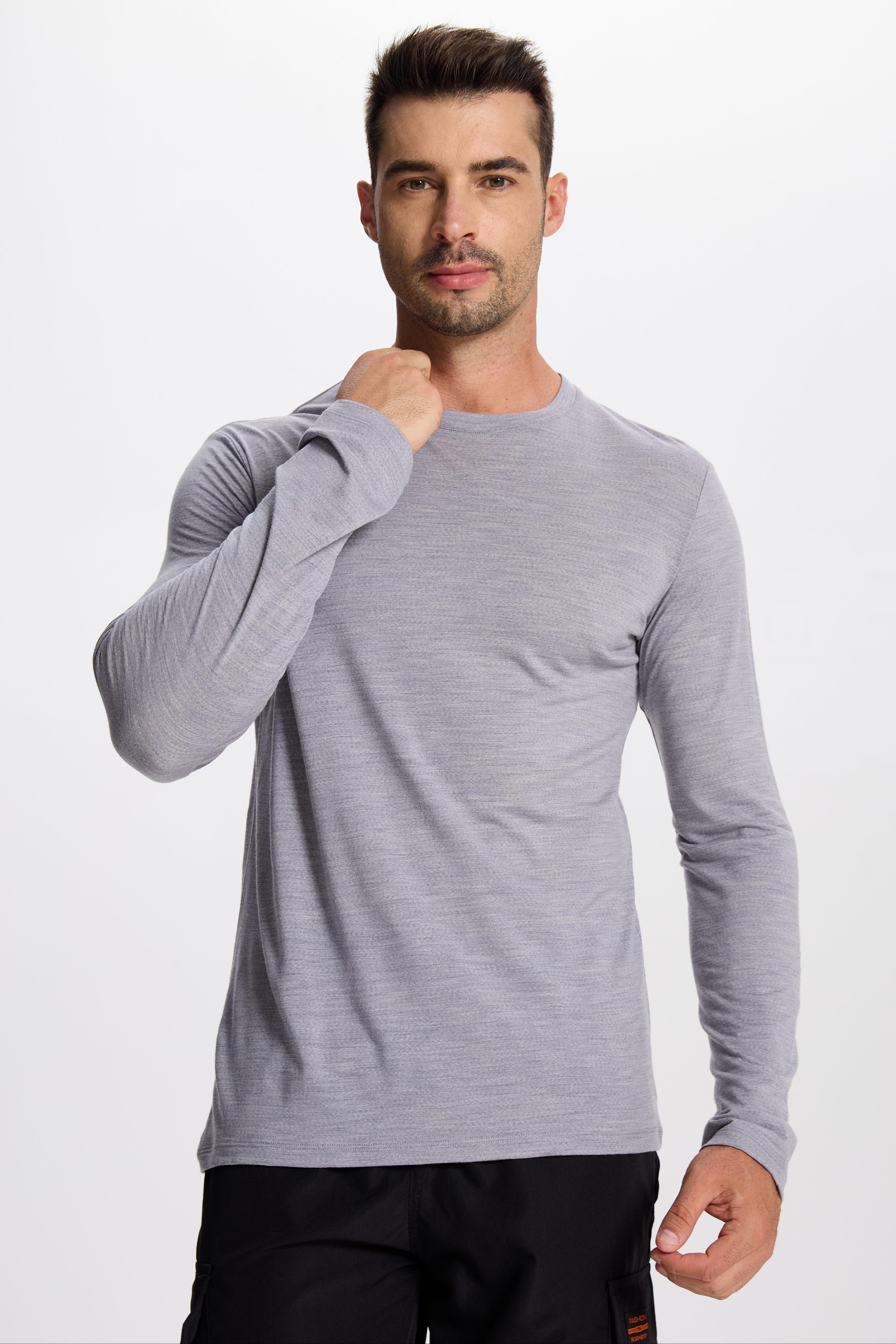 Wool Long-Sleeved Shirt-light gray