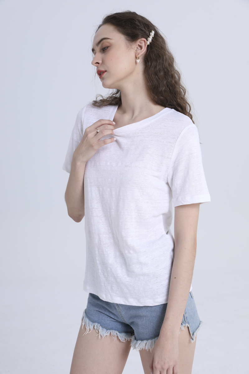 Linen Short-Sleeved Shirt-white